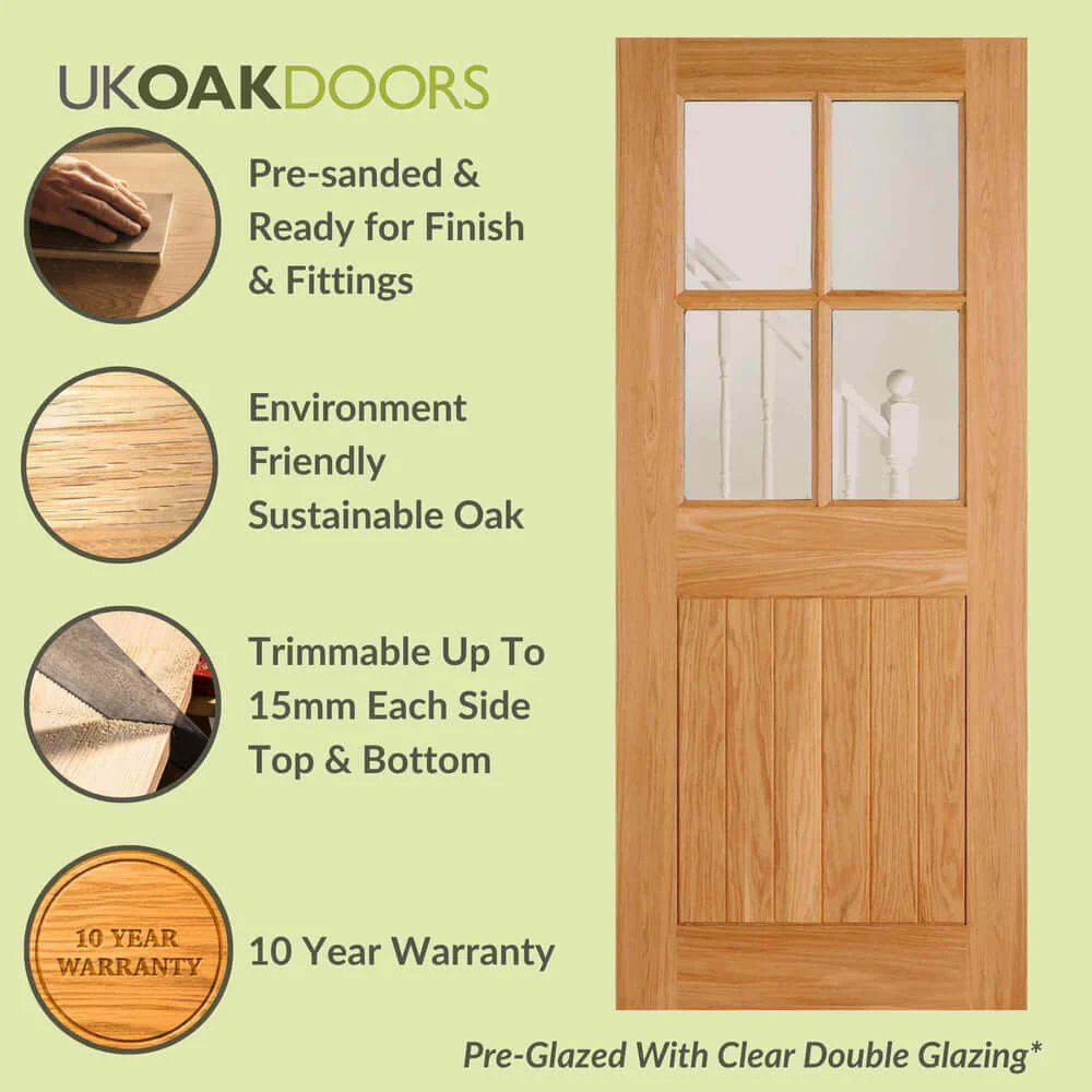 4 Panel Doors - Double Glazing Cottage Engineered Door - Image 3
