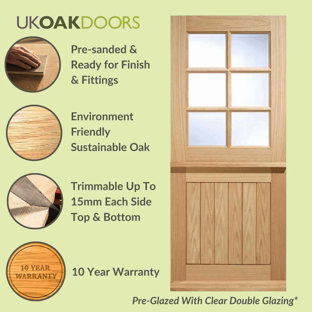 6 Panel Cottage Stable Engineered Door Clear Double Glazing - Image 3