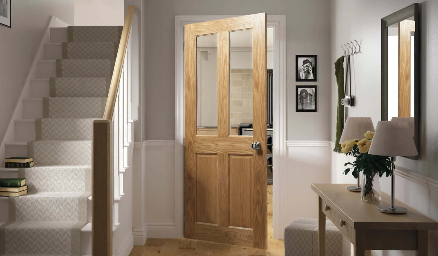 Bury Prefinished Oak Glazed FD30 Fire Door - Image 3