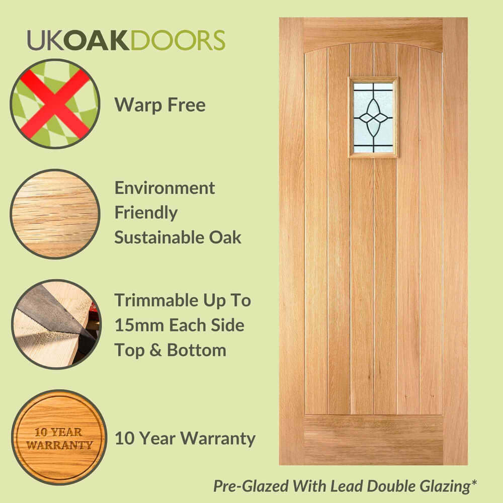 Cottage Oak Glazed External Door - Image 3