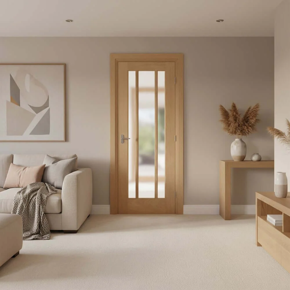 Darwin Unfinished Oak Clear Glazed Oak Door