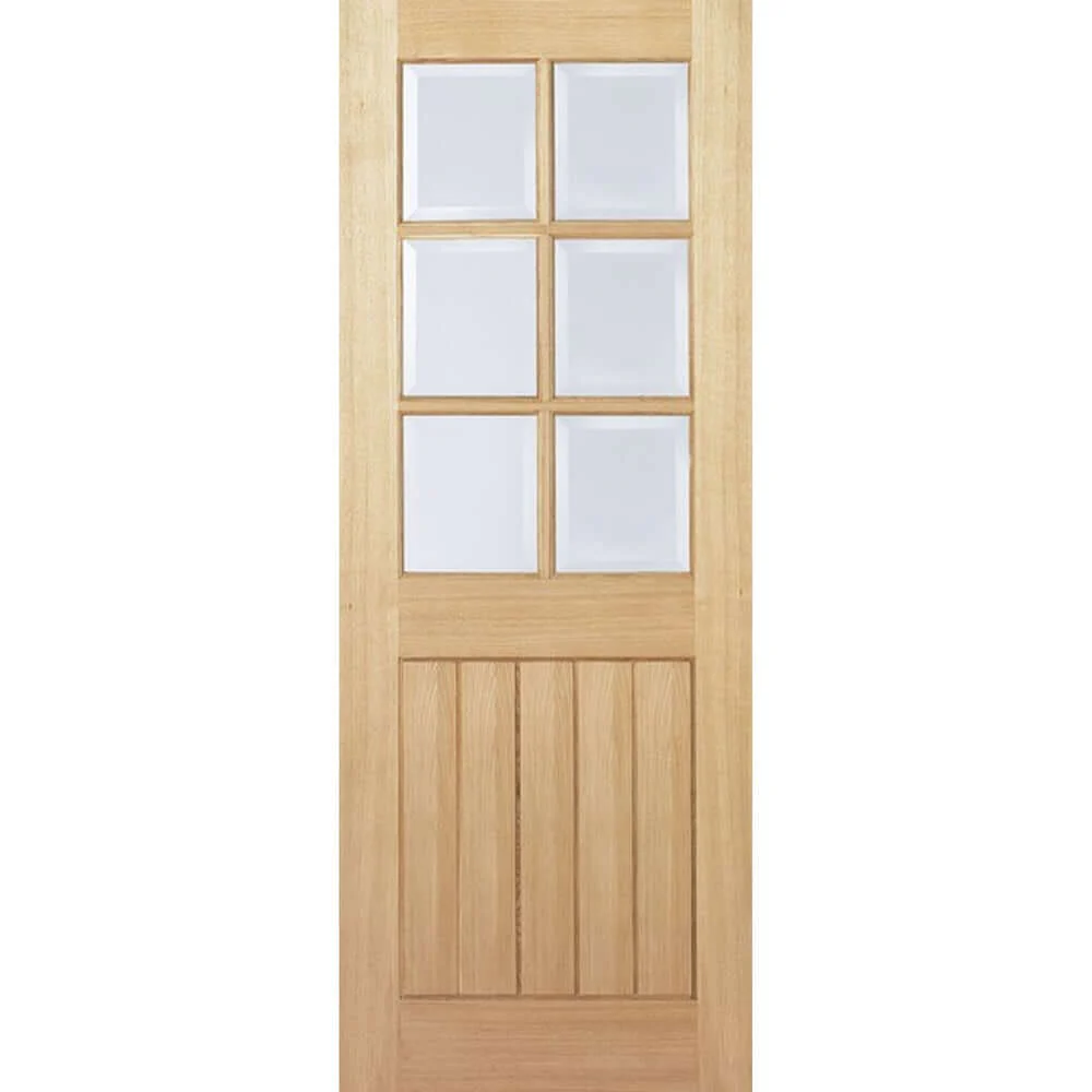 Engineered Oak Mexicano Unfinished 6L Glazed Door - Image 2