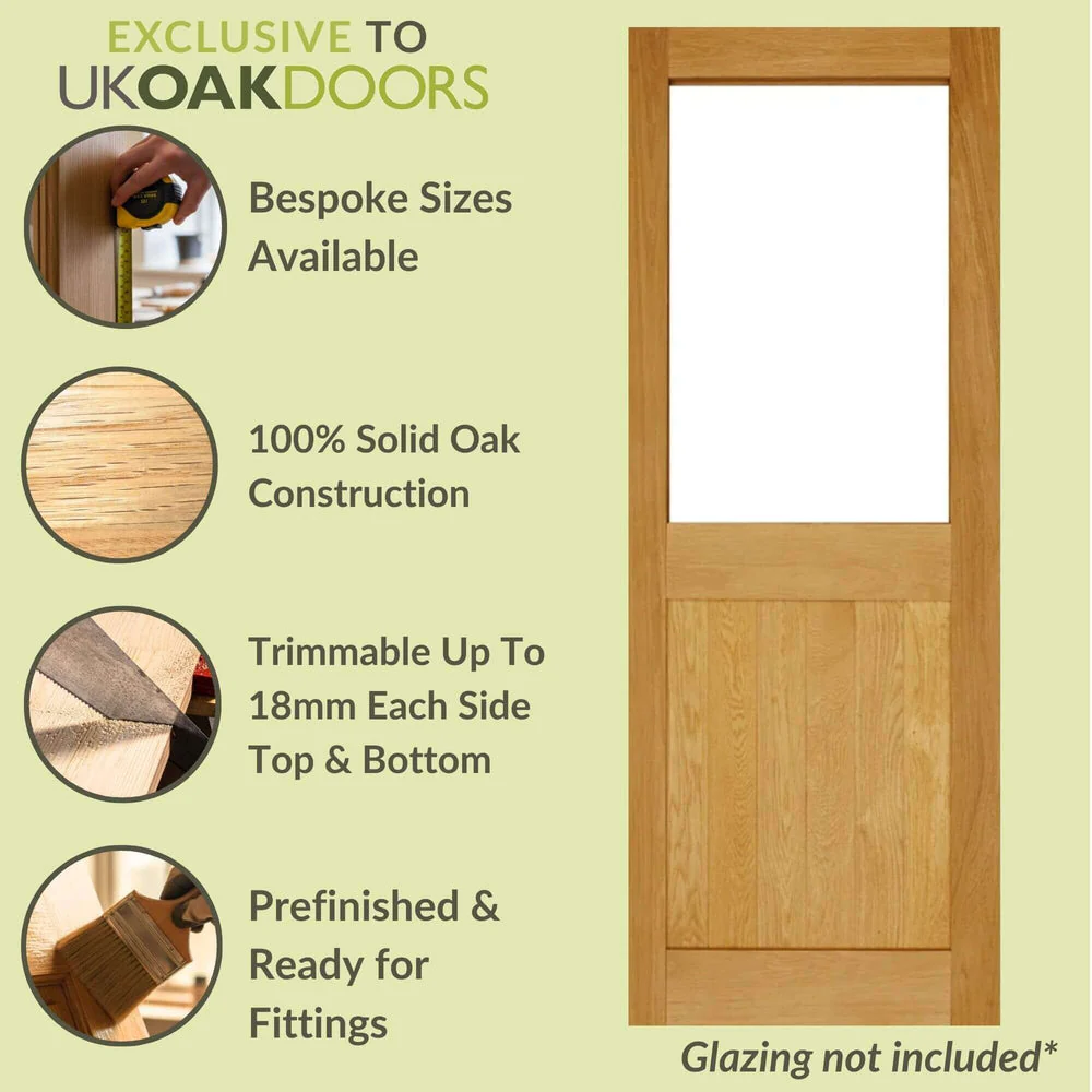 External Prefinished 2 Panel Half Unglazed Solid Oak Door - Image 3
