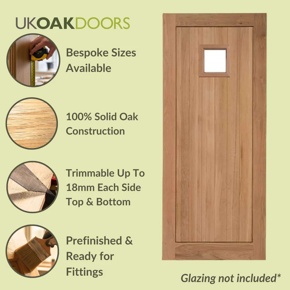 External Prefinished Suffolk Square Solid Oak Door - Image 3