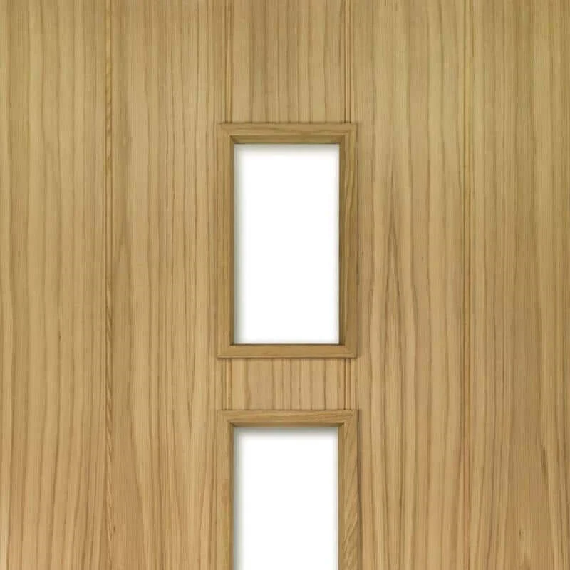 Galway Glazed Vertical Panel Oak Fire Door - Image 3