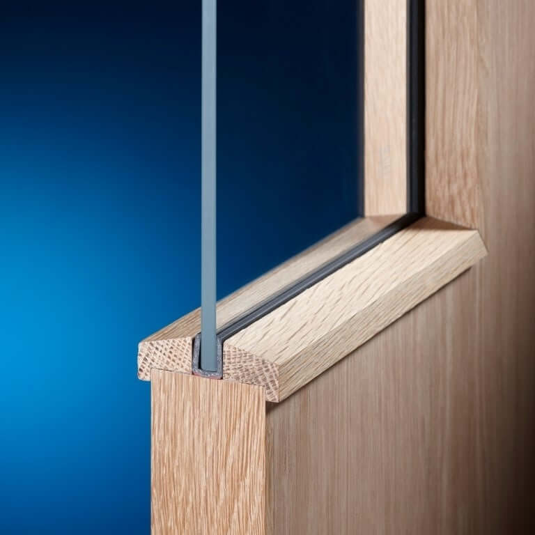 Galway Glazed Vertical Panel Oak Fire Door - Image 4