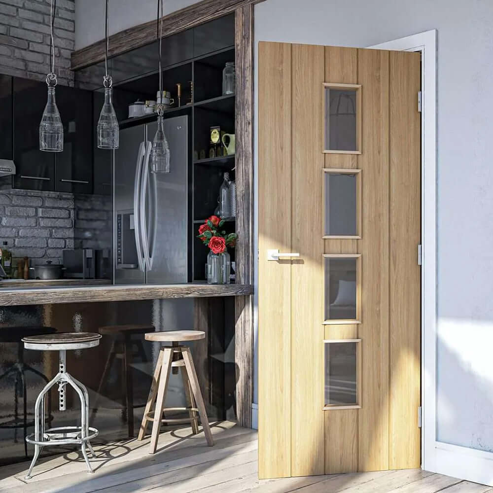Galway Vertical Panel Glazed Oak Door