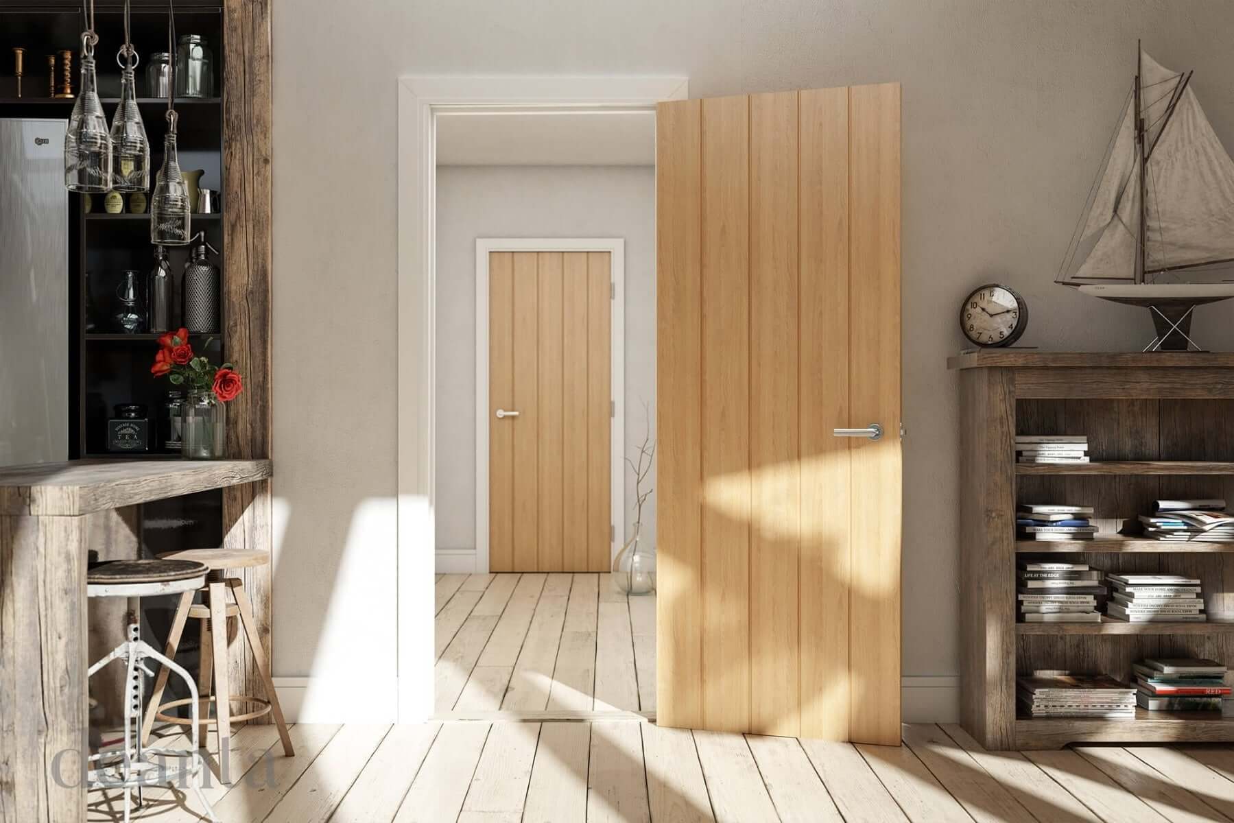 Galway Vertical Panel Oak Door - Image 3