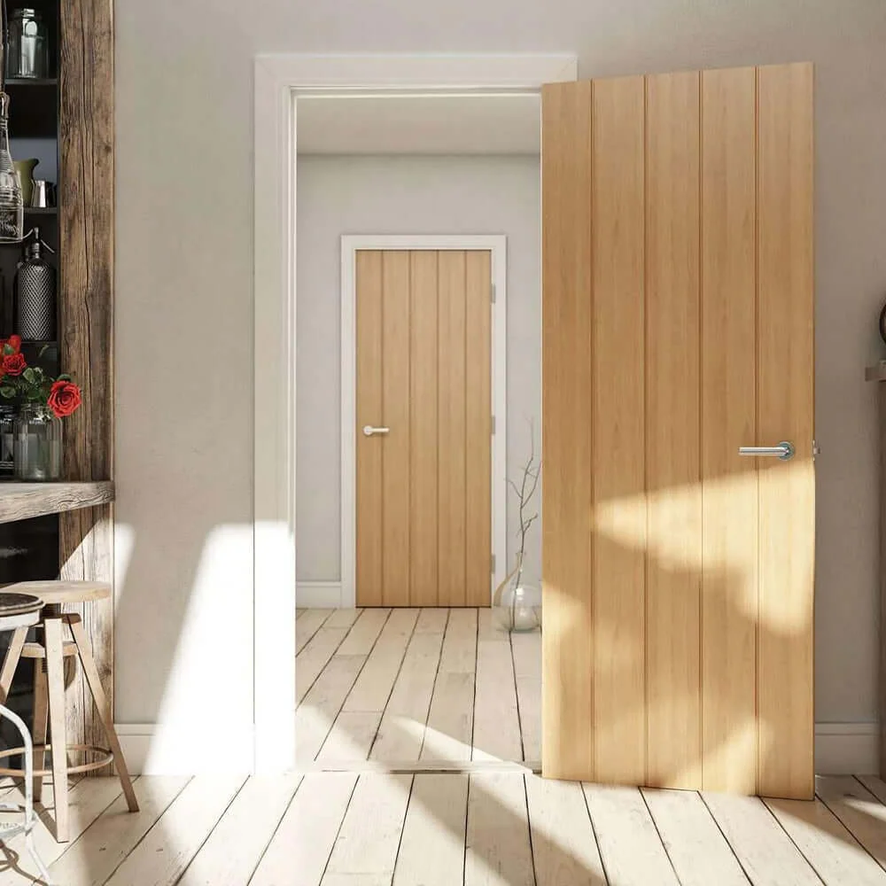 Galway Vertical Panel Oak Fire Door