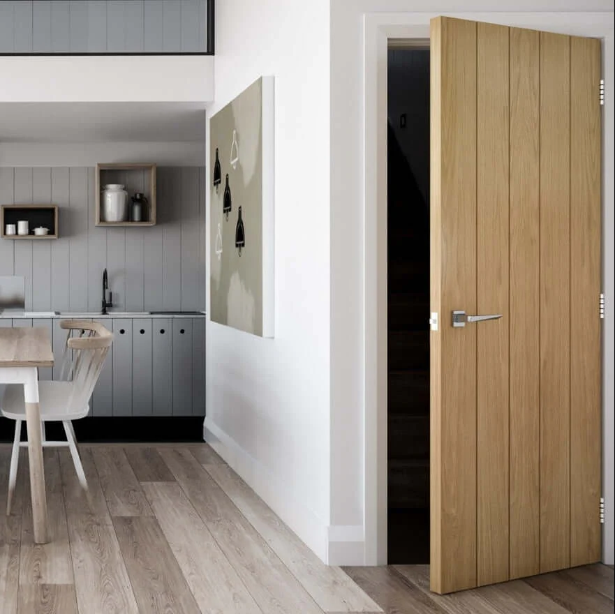 Galway Vertical Panel Oak Fire Door - Image 3