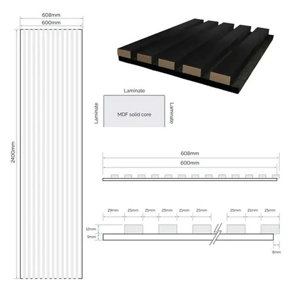 JB Kind Black Laminate Acoustic Wall Panel - Image 5