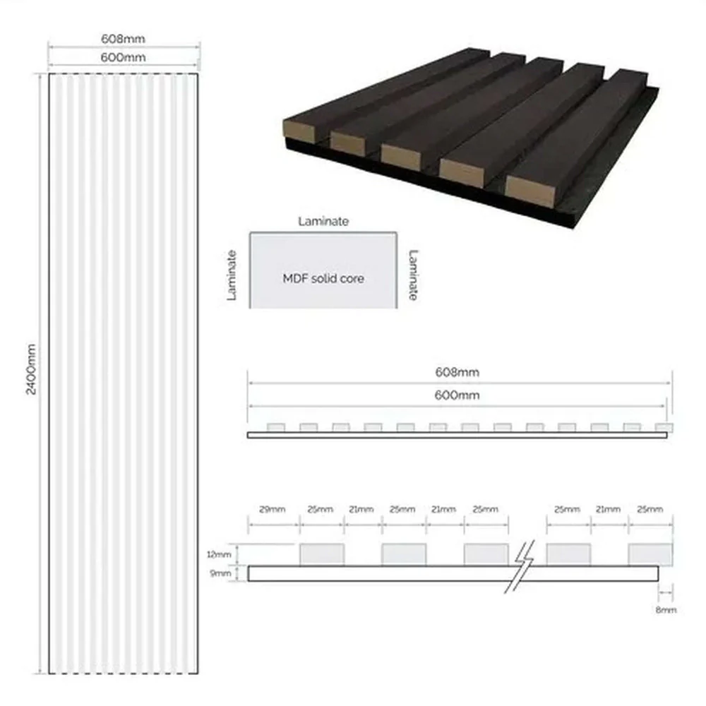 JB Kind Dark Grey Laminate Acoustic Wall Panel - Image 5