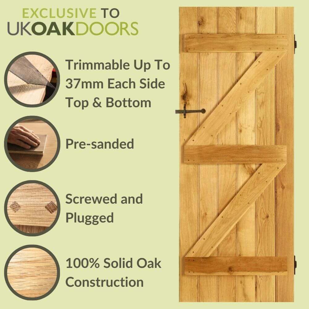 Solid Oak Ledge And Brace Door - Image 5