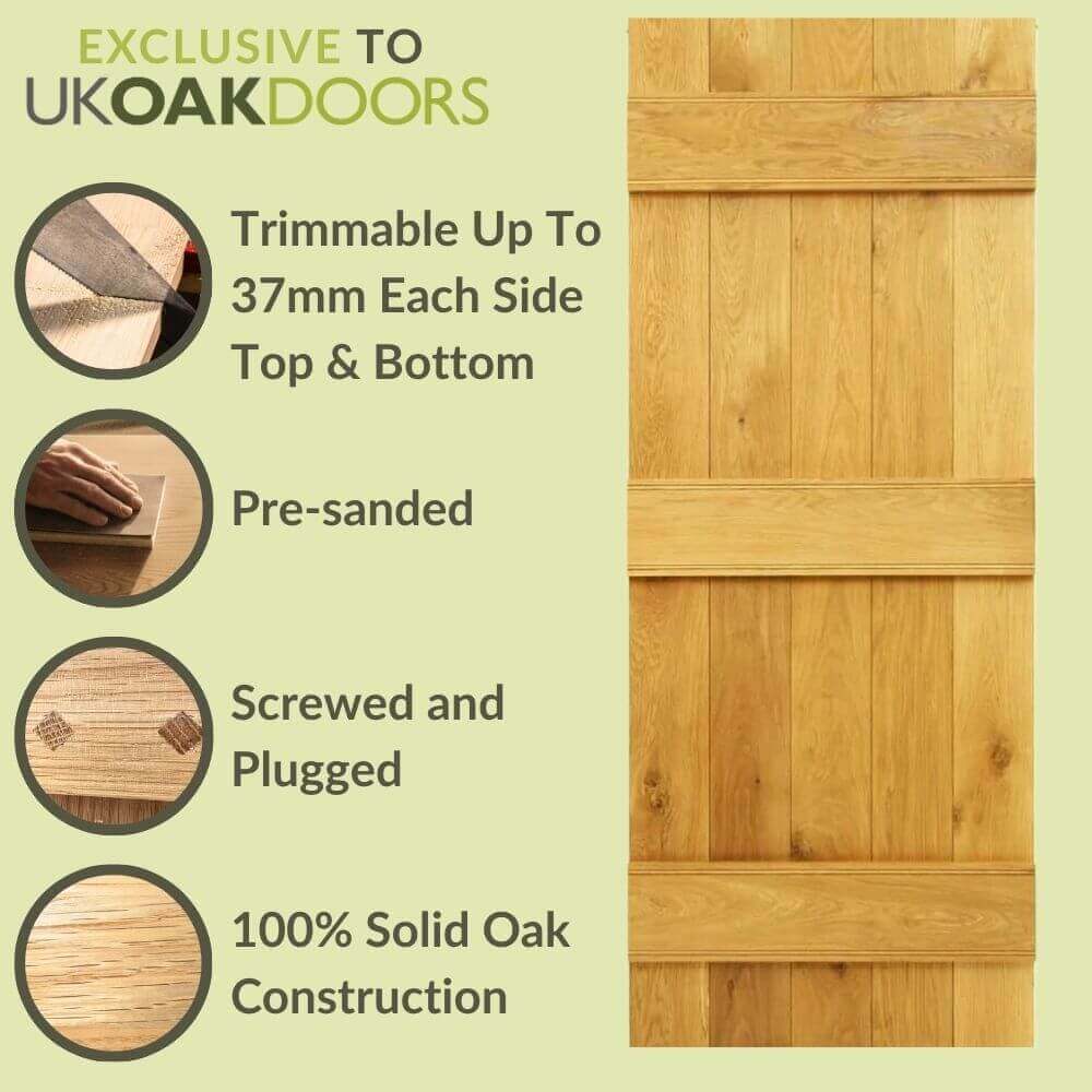 Ledged Barn 'Hidden Fixings' Solid Oak Door - Image 3