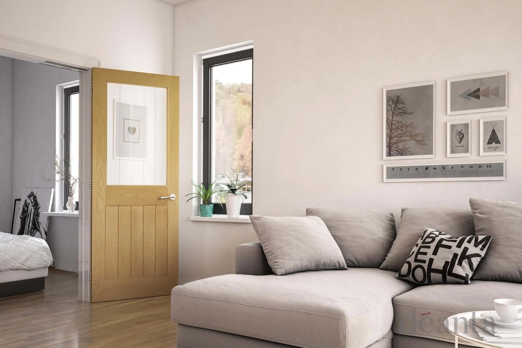 Mexicana Ely Prefinished Internal Oak 1L Glazed Door - Image 3