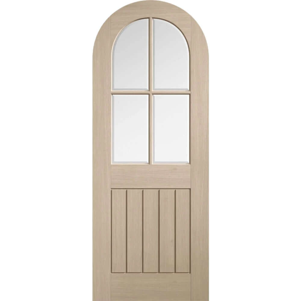 Mexicano Arched Prefinished Glazed Blonde Oak Door - Image 2