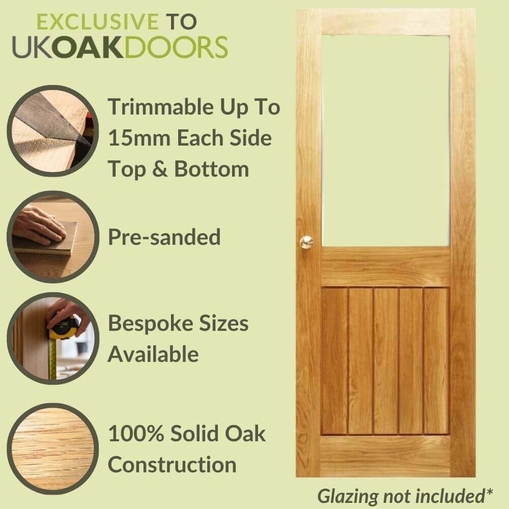 Mexicano Contemporary Half Unglazed Solid Oak Door - Image 3