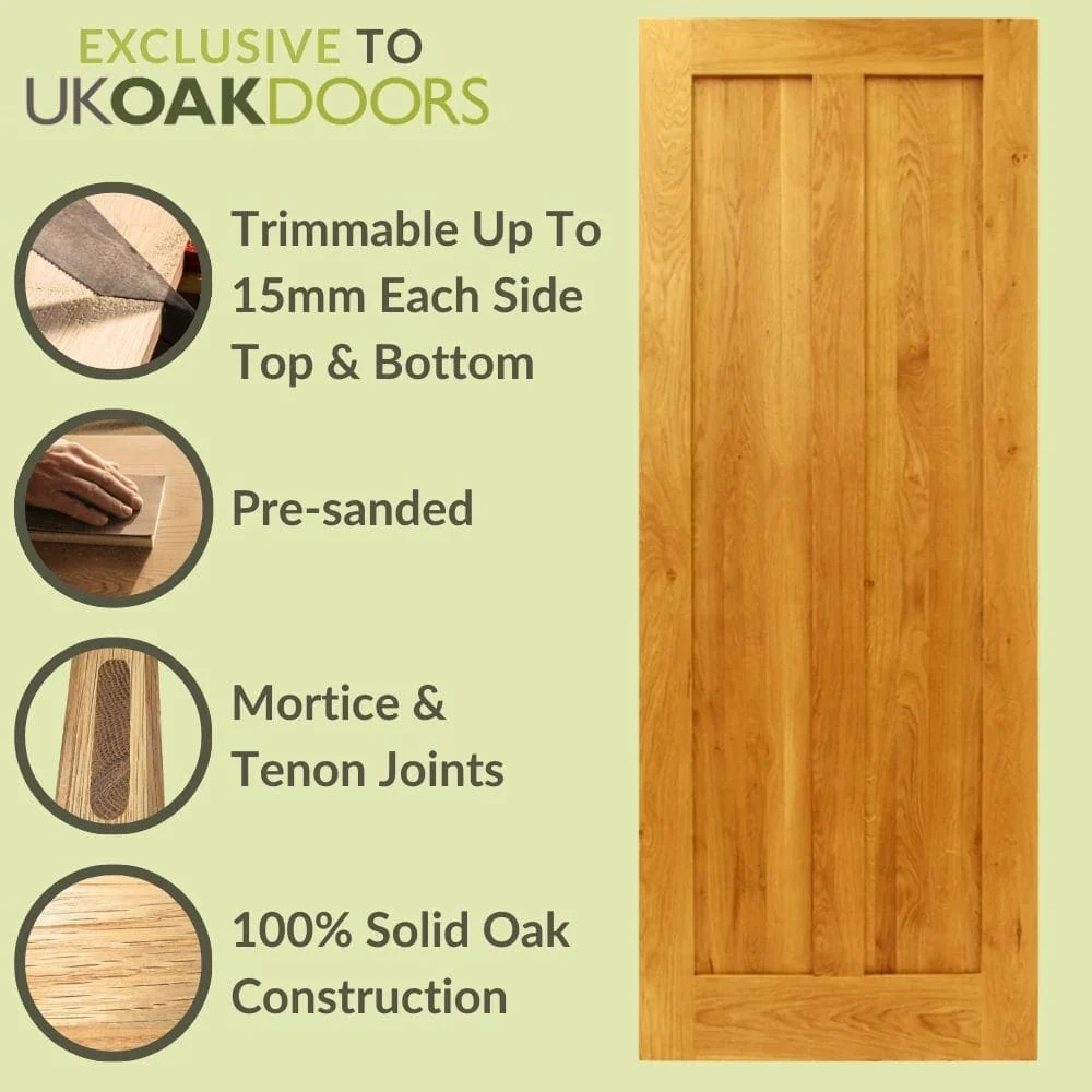 Solid Oak Two Panel Door - Image 3