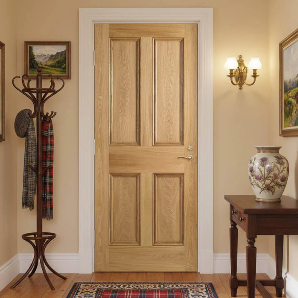 Oak Veneer 4 Flat Panel Internal Door