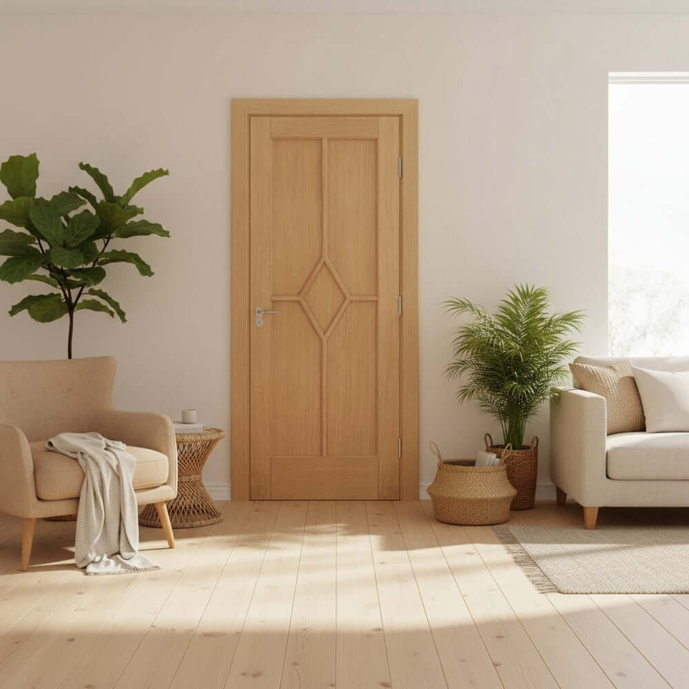 Reims 5 Panel Diamond Prefinished Oak Internal Door