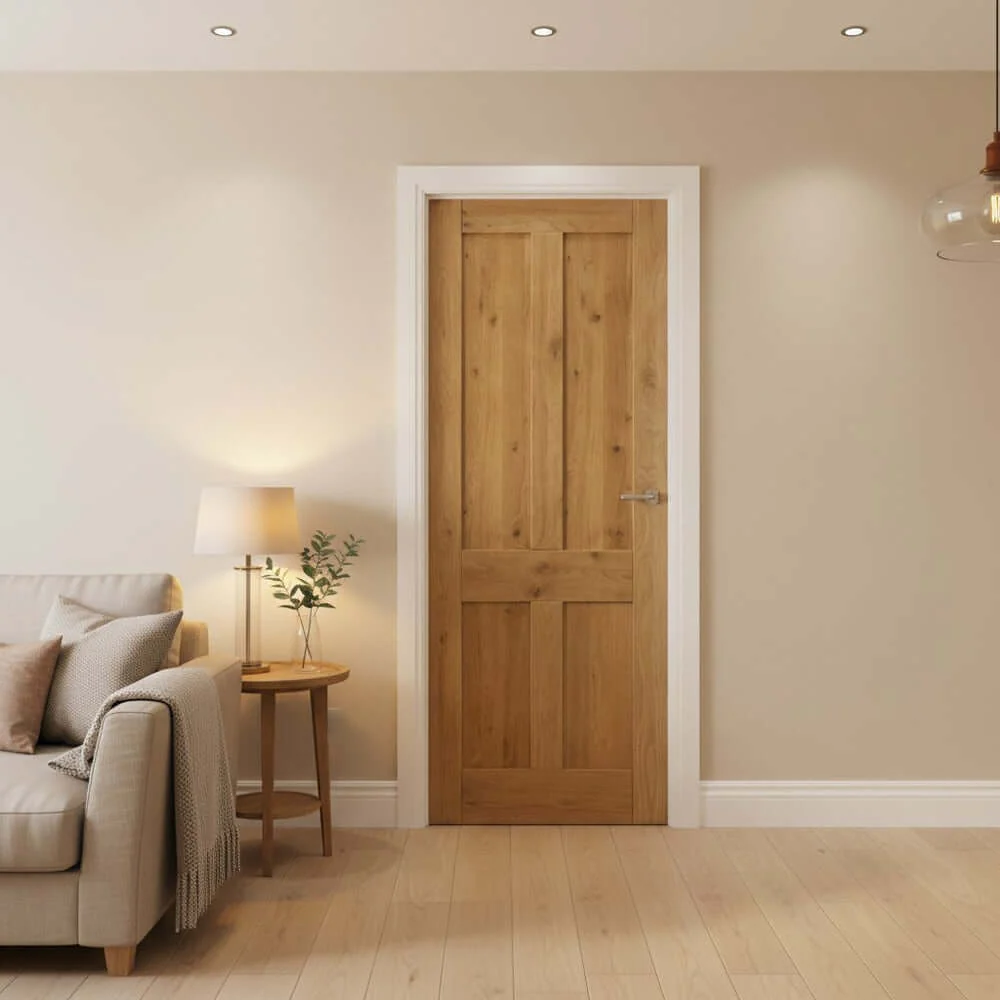 Rustic Oak 4 Panel Prefinished Internal Door