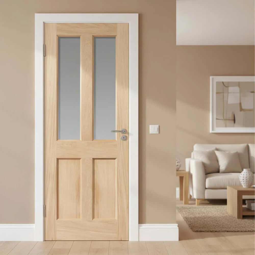 Severn Unfinished Oak Clear Glazed Internal Door