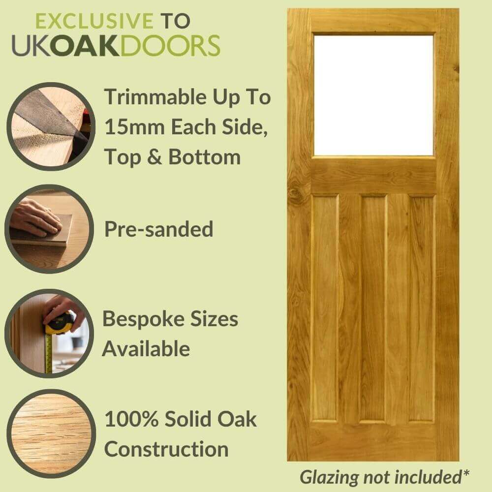 Solid Oak 1930s Style Unglazed Door - Image 3