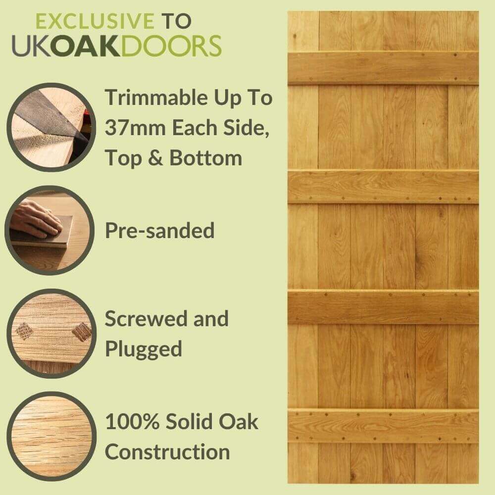 Solid Oak 4 Ledge Barn Door - Image 3