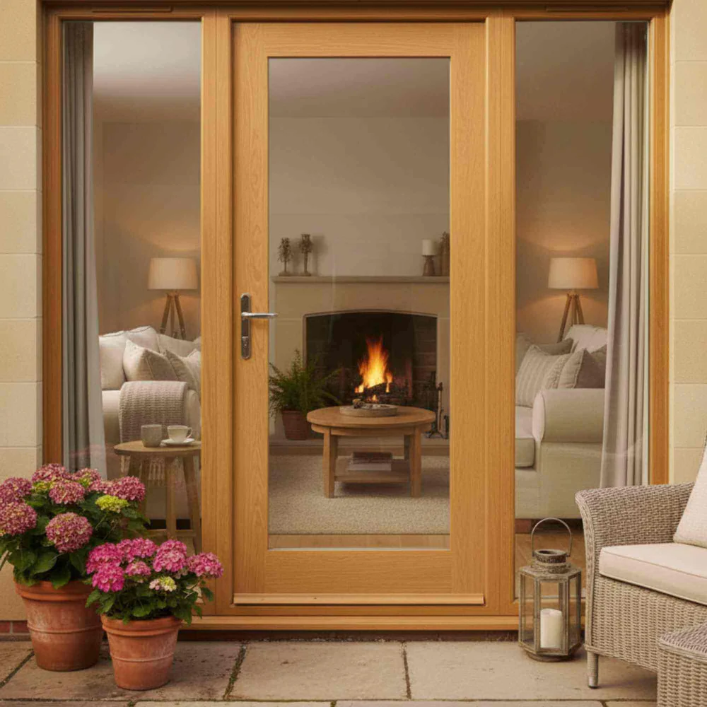 Solid Oak External Unglazed French Door