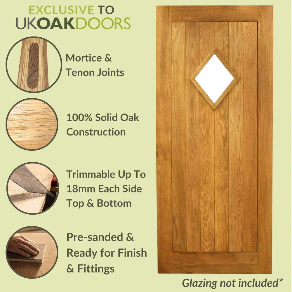 Solid Oak External Traditional Diamond Door - Image 3
