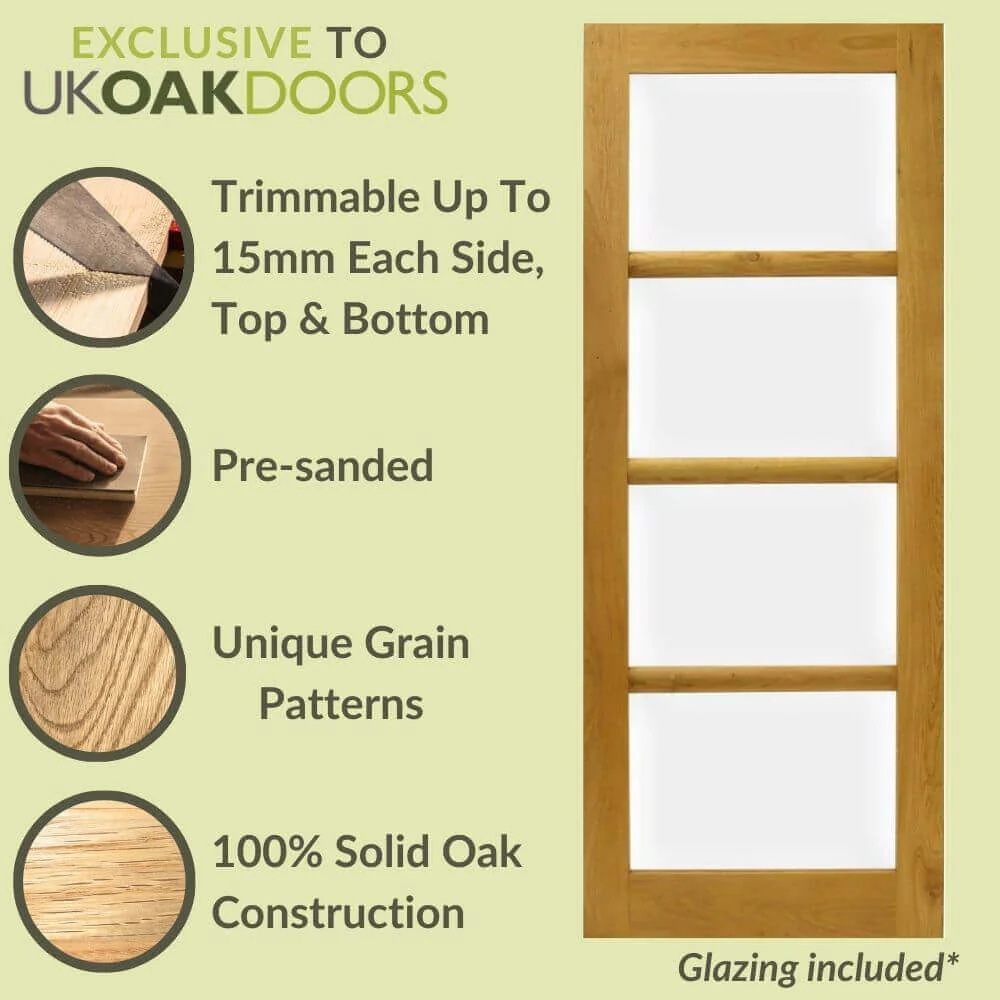 Solid Oak Four Panel Glazed French Door - Image 3