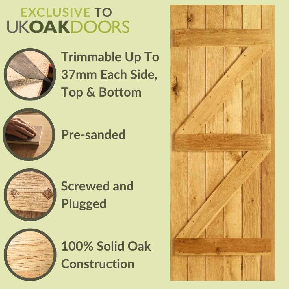 Solid Oak Ledge And Brace Single Sliding Door Kit - Image 6