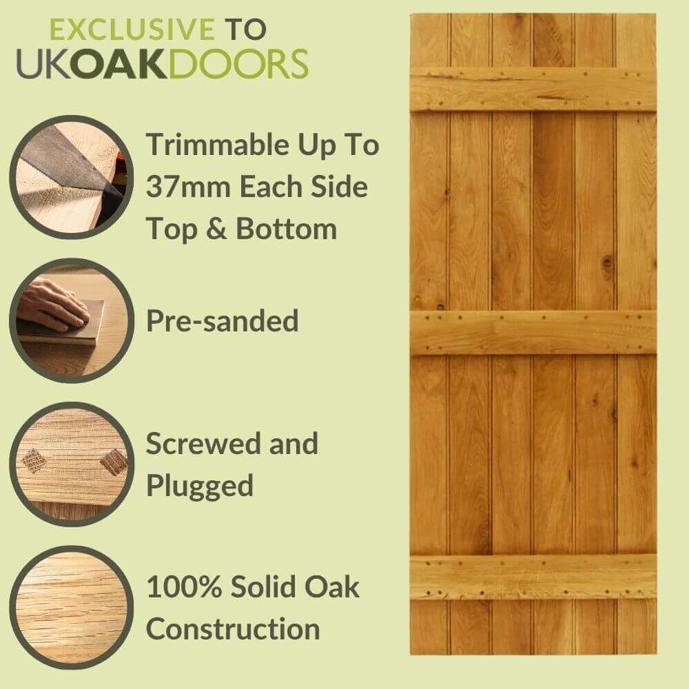 Ledge With Optional Braces Solid Oak Door - Image 3