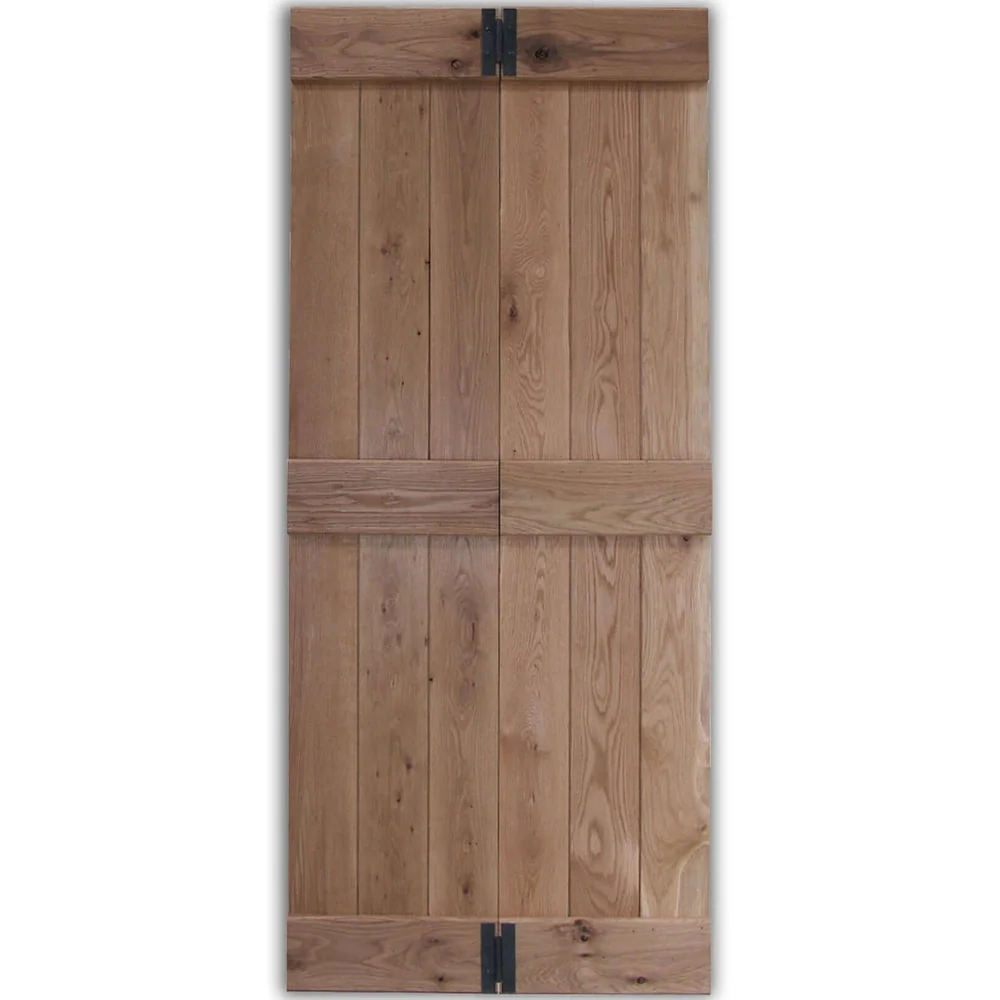 Solid Oak Rustic Bi Fold 3 Ledge Bead and Butt Cottage Door - Image 5
