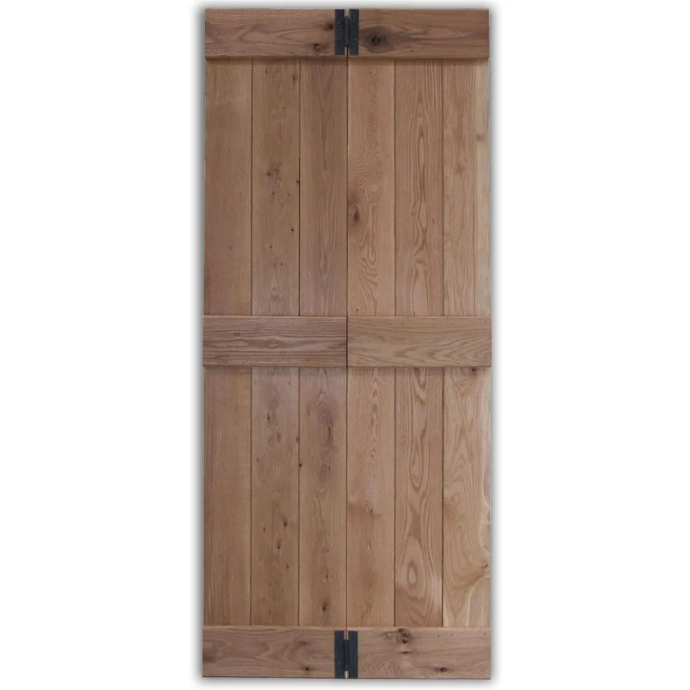 Solid Oak Rustic Bi Fold 3 Ledge V-Groove Profile Cottage Door - Image 6