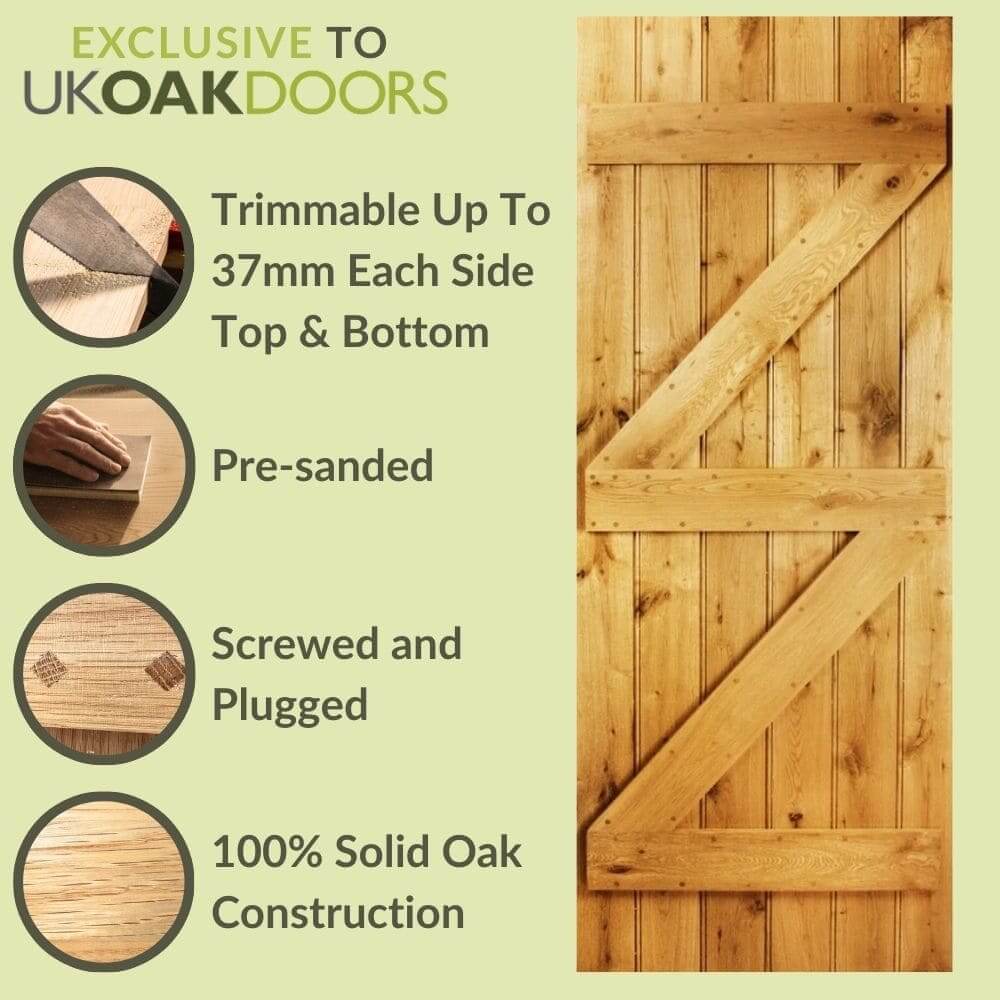 Solid Oak Rustic Ledge And Brace Door - Image 3
