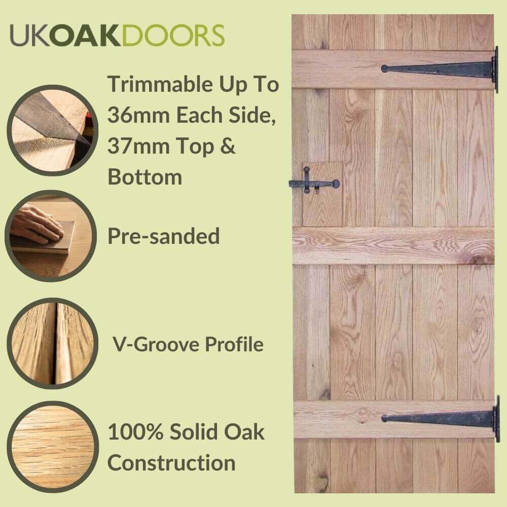 Solid Oak Rustic Ledged Door - Image 3