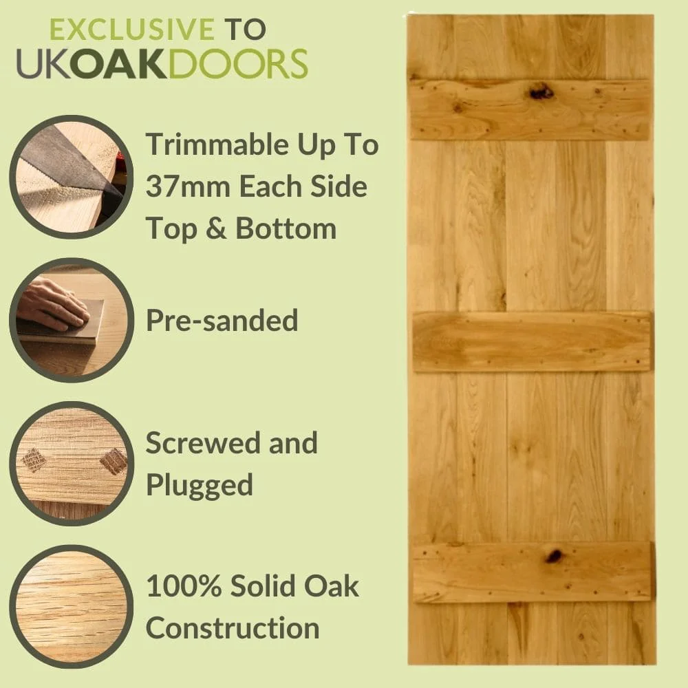 Solid Oak Single Sliding Barn Door Kit - Image 3