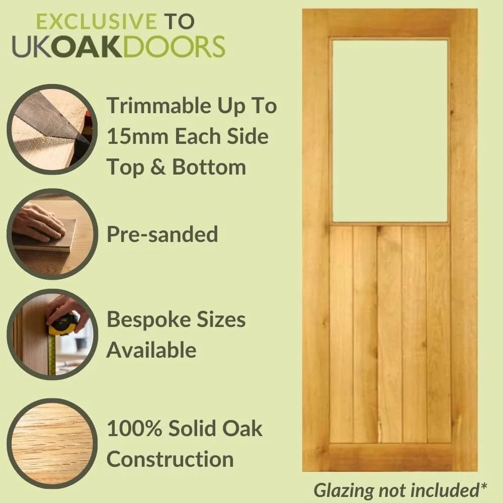 Solid Oak Suffolk Half Unglazed Door - Image 3
