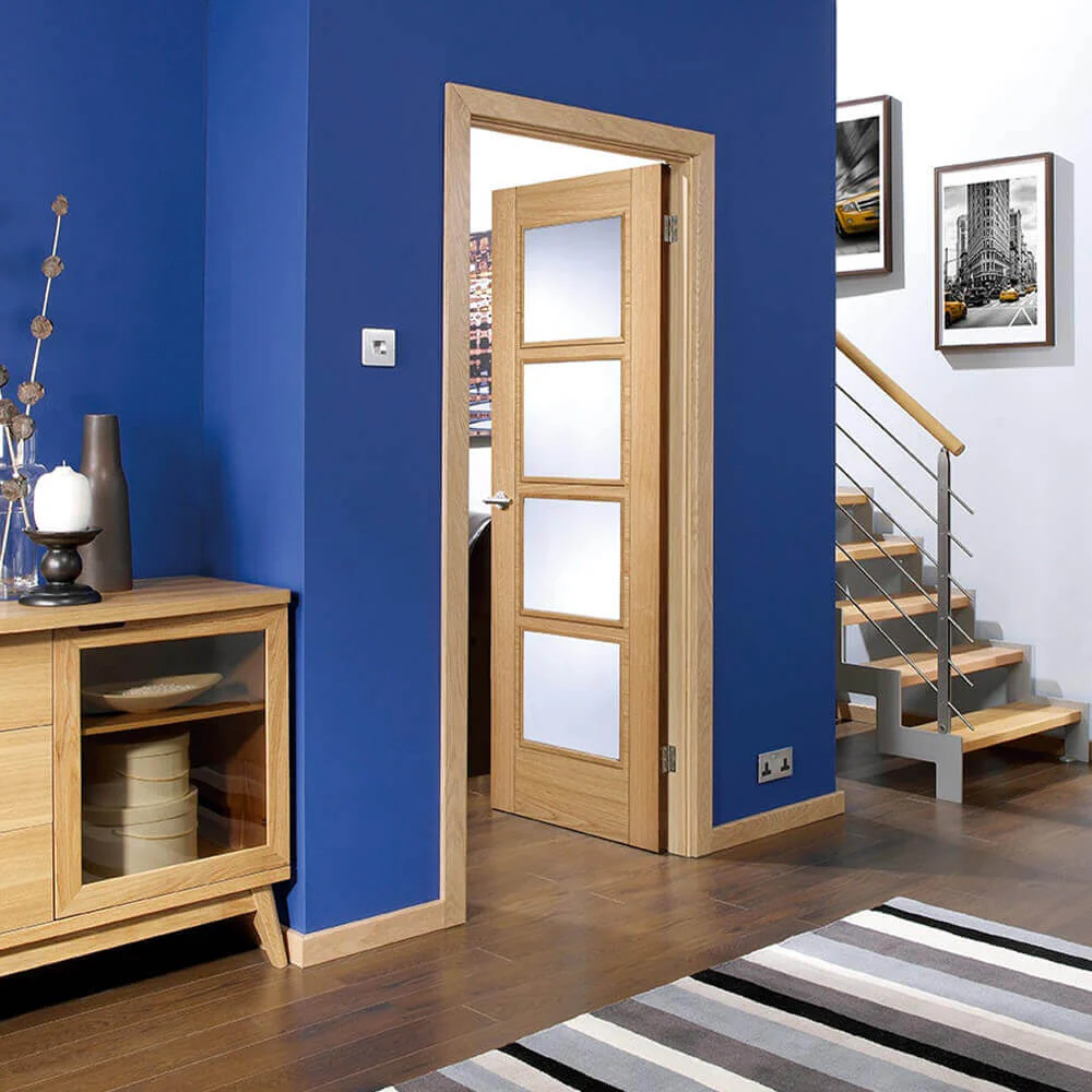Vancouver Prefinished Oak 4L Glazed FD30 Fire Door