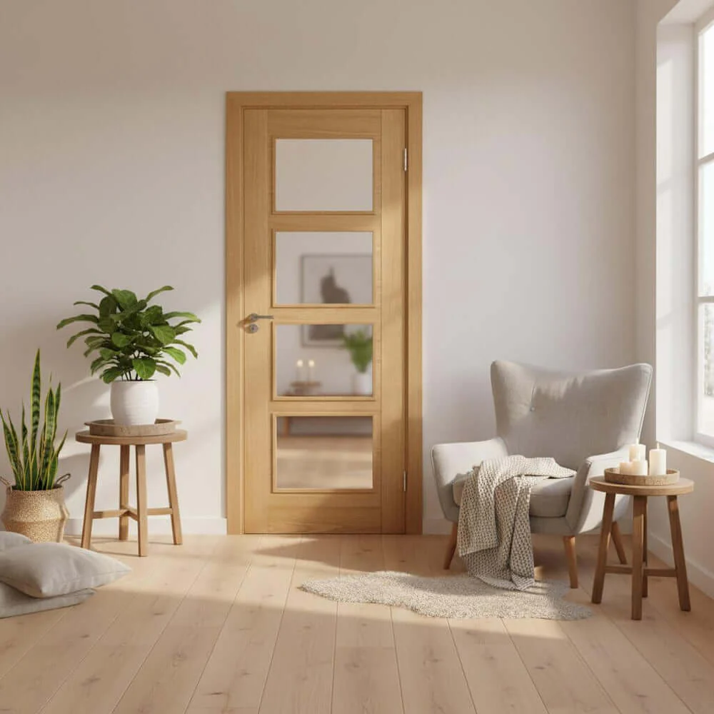 Vancouver Prefinished Oak 4L Glazed Internal Door
