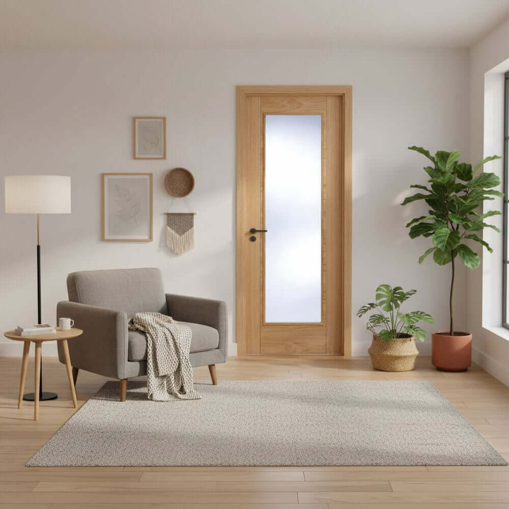 Vancouver Prefinished Oak Pattern 10 Glazed FD30 Fire Door