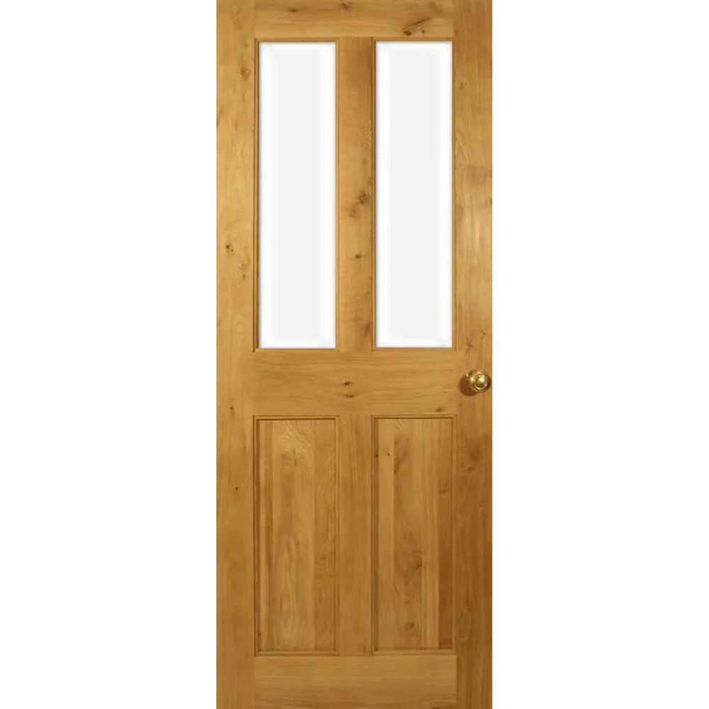 Victorian 4 Flat Panel Half Unglazed Solid Oak Door - Image 2