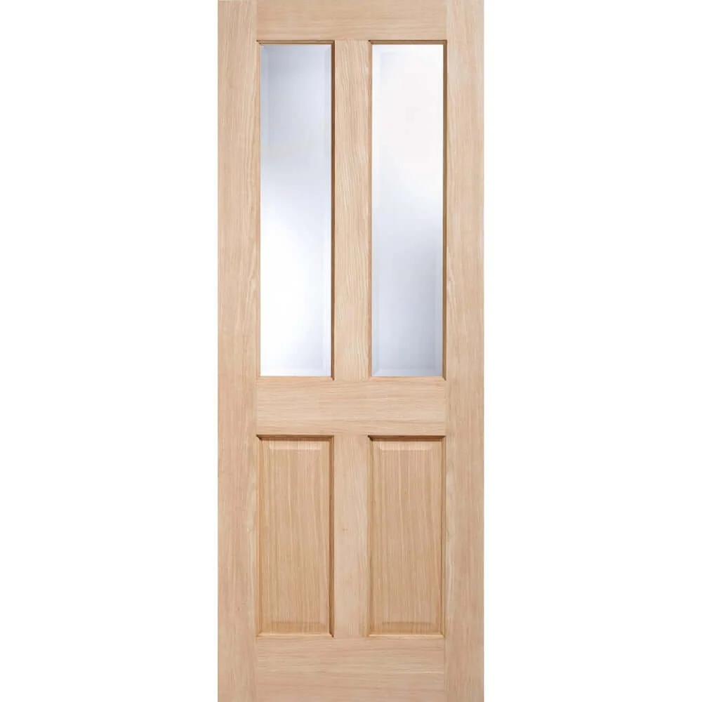 Victorian 4 Panel Glazed Veneer Oak Door - Image 2