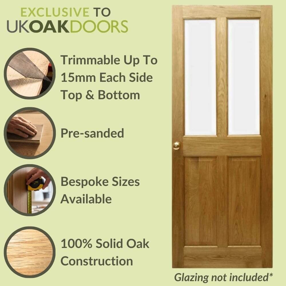 Victorian 4 Panel Half Unglazed Solid Oak Door - Image 3