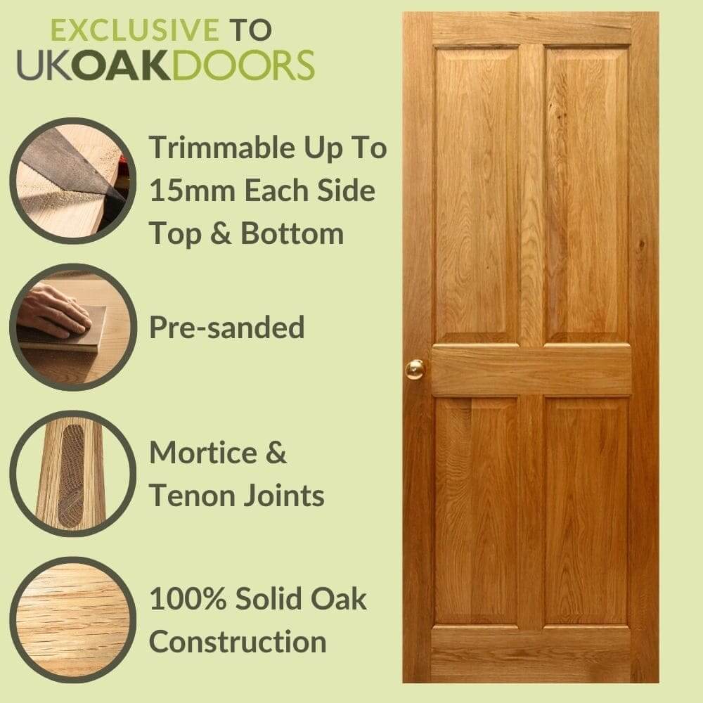 Victorian 4 Panel Solid Oak Door - Image 3
